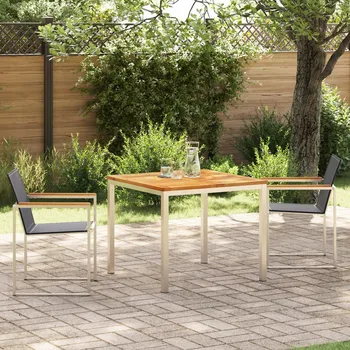 Zahradní sestava Zahradní nábytek z teakového dřeva: Čtvercový stůl a 2 židle