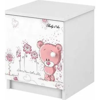 Dětský pokoj Dětský noční stolek RŮŽOVÝ MEDVÍDEK