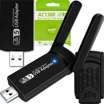 Síťová karta SÍŤOVÁ KARTA AC1300 WiFi ADAPTÉR DO USB SE 2 ANTÉNAMI 1300MBPS 5GHZ WPA3
