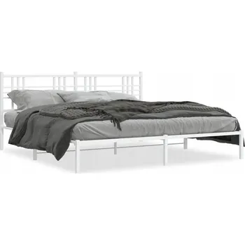 Postel Bílý kovový rám postele 207 x 206 x 90 cm, pro matraci 200 x 200 cm