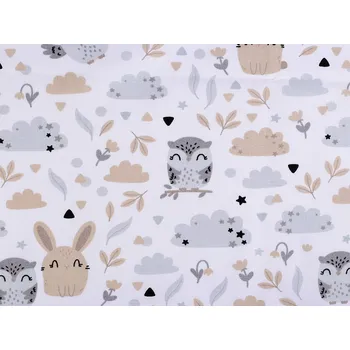 Bavlněná látka / plátno lesní zvířátka Varianta: (22314-1) bílá, Balení: 1 m