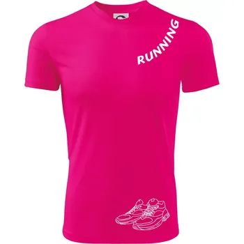 Chlapecké tričko Running nápis šikmo - Dětské triko sportovní (dresovina) - 146 cm/10 let ( Neon Pink )