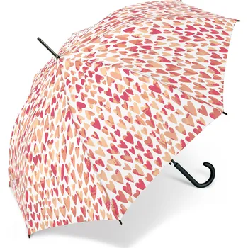 UNITED COLORS OF BENETTON Benetton deštník Dlouhý automatický Aquarell Hearts Pink 86cm/104cm