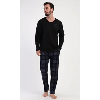 Pánské pyžamo Pánské pyžamo dlouhé Erik - černá - M