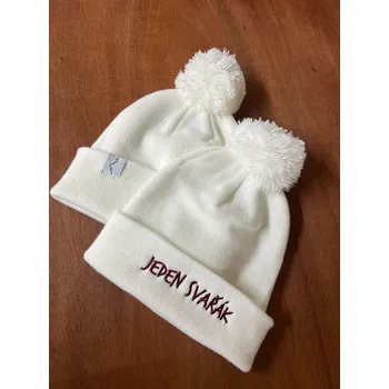 Čepice Zimní kulich s bambulí "Jeden svařák" (bílý)