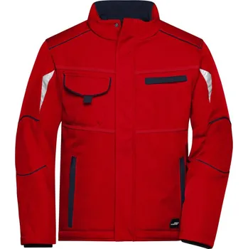 James & Nicholson Pracovní zimní softshellová bunda - Color - 6XL red/navy