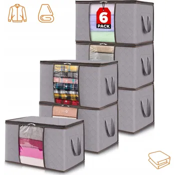 Úložný box 6x ORGANIZÉR DO SKŘÍNĚ TAŠKA PRO ÚLOŽNÉ PROSTORY ŠEDÉ SKLÁDACÍ BOXY 50L