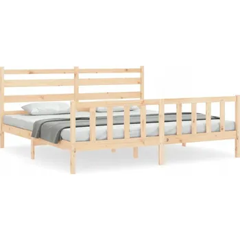 Postel Dřevěná borovicová postel 206 x 205,5 x 100 cm, neošetřená, s čelem