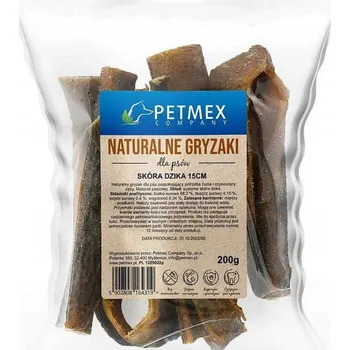 Pamlsek pro psa PETMEX Přírodní kůže z divočáka žvýkací kost 15 cm 200 g