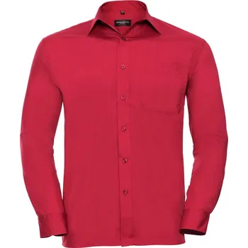 Pánská košile Russell Collection Popelínová košile s dlouhým rukávem - S classic red