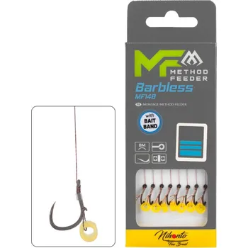 Rybářský háček 8ks - Hotový Návazec Mikado Method Feeder 10cm S Gumkou Bez Protihrotu Vel. 12 0,12mm