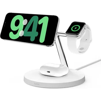 Belkin BOOST CHARGE PRO Qi2, 15W 3v1 stojan s Apple watch fast charge, bílý WIZ032KQWH
