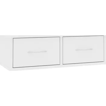 police Nástěnná police se 2 zásuvkami, bílá, 60x26x18,5 cm, dřevotříska