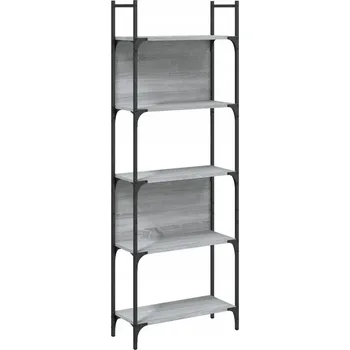 Knihovna Regál na knihy s otevřenými policemi, šedý dub sonoma, 60,5x24x166,5 cm