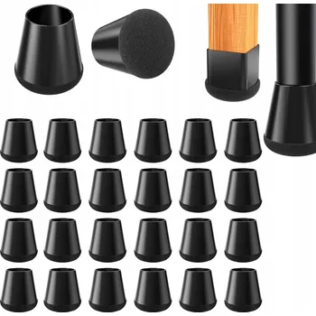 Podložka pod nábytek Návleky na nohy židlí Plst s filcem 15-20mm Černé x 24 kusů
