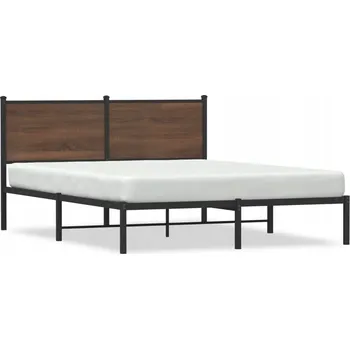 Postel Kovový rám postele, hnědý dub, 207 x 146 x 91,5 cm