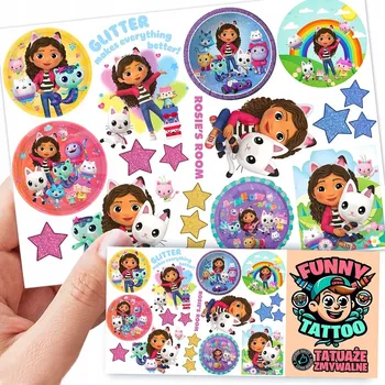 Odstranitelné tetování DOČASNÉ OMYVATELNÉ TETOVÁNÍ PRO DĚTI GÁBININ KOUZELNÝ DOMEK