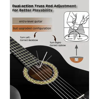Kytara KYTARA KLASICKÁ 4/4 Z LÍPOVÉHO DŘEVA + SADA PŘÍSLUŠENSTVÍ KE KYTAŘE 99 Cm