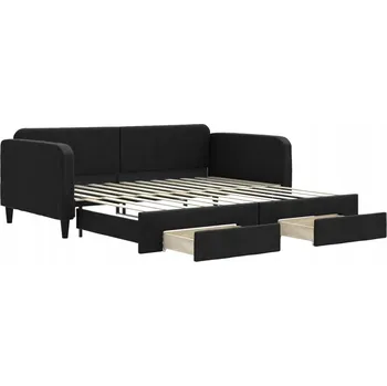 Pohovka Rozkládací lenoška 2v1 černá se zásuvkami 223x110x75 cm