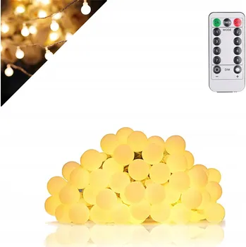 Vánoce VÁNOČNÍ OSVĚTLENÍ NA STROMEČEK KOULE 100LED BÍLÁ TEPLÁ BARVA SVĚTLA 15m - TRVALÉ SVÍCENÍ