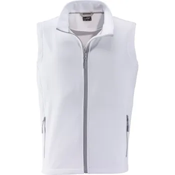 Pánská vesta James & Nicholson Pánská 2-vrstvá promo softshellová vesta - 3XL white/white