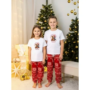 Dívčí pyžamo Vánoční dětské pyžamo VSB s potiskem, VELIKOST DĚTI 86-92