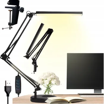 Lampička Stolní lampa Nastavitelná LED Kreslící Noční Školní 2v1 Černá USB