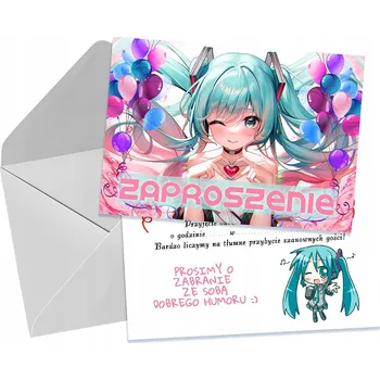 Pozvánka POZVÁNKY PRO DĚTI DĚTSKÉ NAROZENINOVÉ HATSUNE MIKU + OBÁLKA