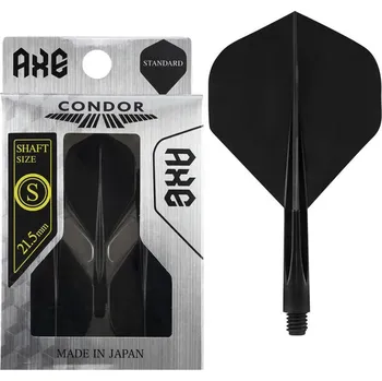 Letky na šipky Condor AXE černé, standardní letky a krátké násadky
