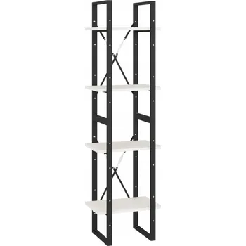 regál Industriální regál z masivního borovicového dřeva, 4 police, bílý, 40x30x140 cm