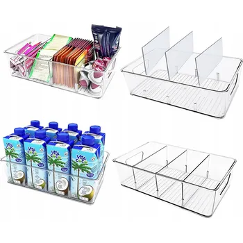 Úložný box SET NÁDOBA ORGANIZÉR NA LEDNIČKU ÚLOŽNÝ PROSTOR DO KUCHYNĚ ŠUPLÍK X4