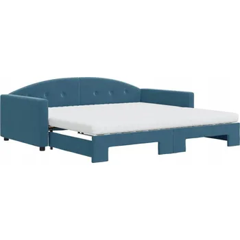 Pohovka Modrá pohovka s matrací 2 v 1, rozměry ve složeném stavu 222 x 110 x 75 cm