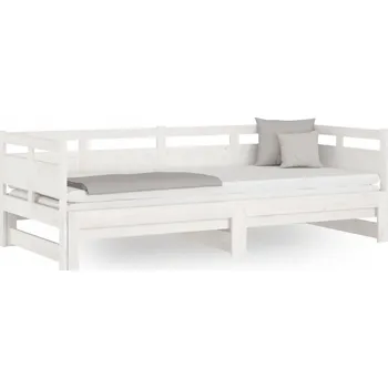 Pohovka Bílá rozkládací lenoška z masivního borovicového dřeva 203,5 x 181 x 66 cm