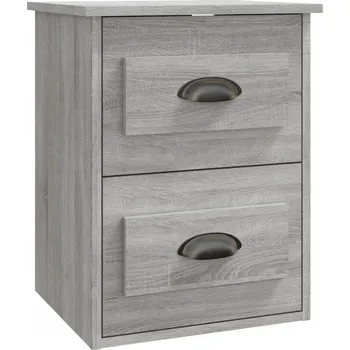 Noční stolek Závěsný noční stolek se 2 zásuvkami, šedý dub sonoma, 41,5x36x53 cm