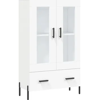 Komoda Vysoká skříňka s prosklenými dvířky, bílá, 69,5x31x115 cm