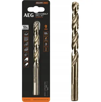 Vrták Kobaltový Vrták do kovu HSS-G 9mm 1 Ks. AEG AAKHSSCBT9-0