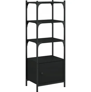 Knihovna Regál na knihy s dvířky, černý, 41x30x109,5 cm, dřevotříska