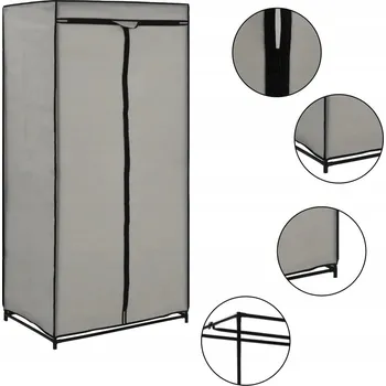 Šatní skříň Skříň s železným rámem a látkovým potahem, šedá, 75x50x160 cm