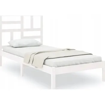 Postel Bílý rám postele z borovicového dřeva 195,5 x 81 x 104 cm