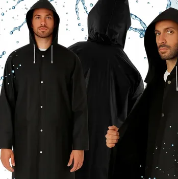 Pláštěnka Unisex černá pláštěnka do deště s kapucí z EVA