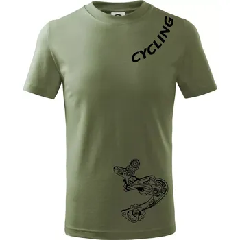 Cycling nápis šikmo - Tričko dětské bavlněné - 158 cm/12 let ( Khaki )