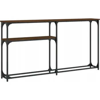 Konferenční stolek Konzolový stolek s kovovým rámem, hnědý dub, 145x22,5x75 cm