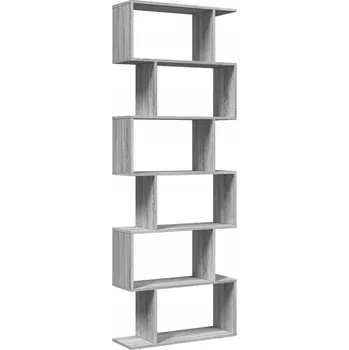 Knihovna Asymetrický regál / dělicí stěna z dřevotřísky, Šedý dub Sonoma