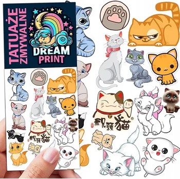 Odstranitelné tetování Smyvatelné tetování pro děti - dočasné tetovačky s kočkami