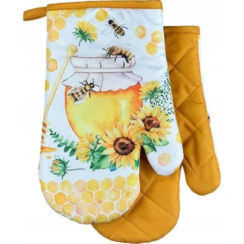 Chňapka Kuchyňské Rukavice s Magnetem Žluté Medové Sada 2 ks