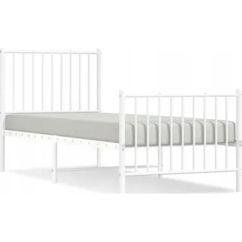 Postel Bílý rám postele z kovu 196 x 79,5 x 90,5 cm s čelem
