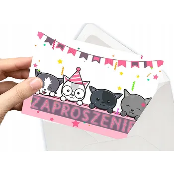 Pozvánka POZVÁNKA KOTĚ NA DĚTSKOU OSLAVU NAROZENIN + OBÁLKA DÁREK