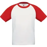 B&C Collection Dětské raglánové kontrastní tričko - 5-6 white/red