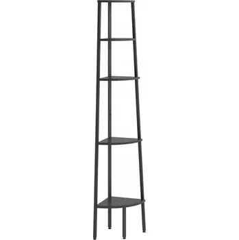 Knihovna 5-patrový rohový regál z oceli, černý, 45,5x31,5x180 cm