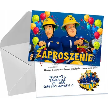 Pozvánka POZVÁNKY PRO DĚTI DĚTSKÉ NAROZENINOVÉ Požárník Sam + OBÁLKA